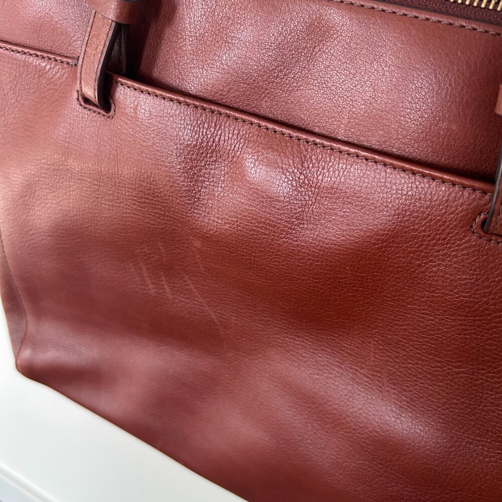 Fossil Leather Tote Bag Shoulder Bag Camel Brown - Picture 12 of 15